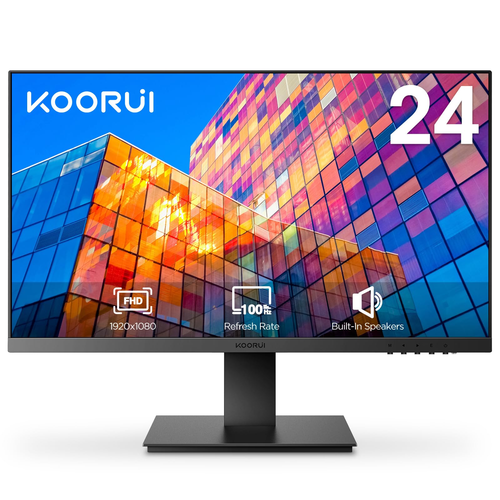 KOORUI 24 Inch Computer Monitor with Built-in Speakers, Full HD 1080p IPS Display, HDMI 1.4 Port - Amazon Basics 3ft 4K HDMI Cable High Speed 18Gbps for 4K@60Hz - Perfect for Home Office, Gaming & Entertainment Setup