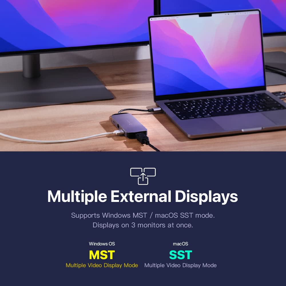 ADAM elements USB-C 8K Docking Station - 10-in-1 Multiport Hub with HDMI, DisplayPort, USB 3.1, Ethernet, Card Reader for MacBook Pro/Air, Dell XPS, Surface Laptop | Ideal for Home Office, Gaming & 4K/8K Video Editing