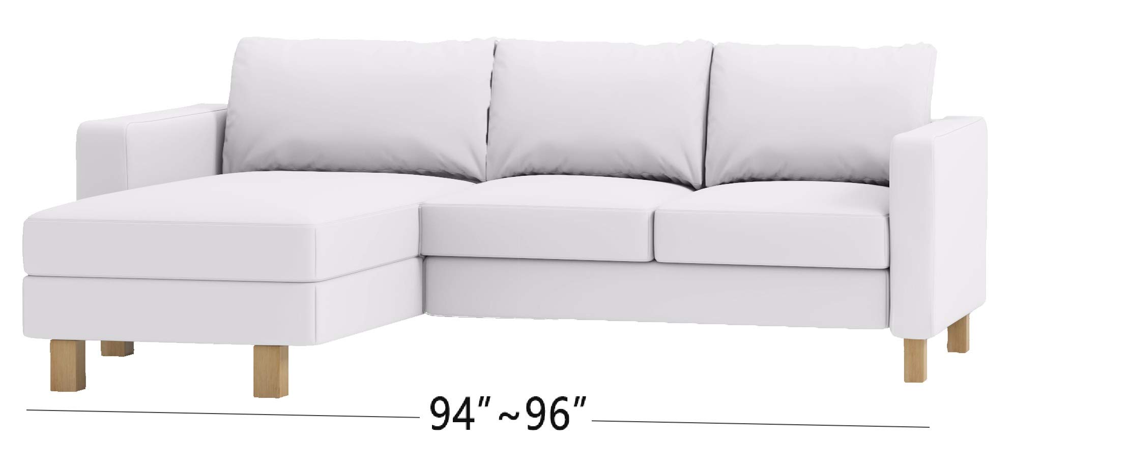 Durable Dense Cotton Karlstad Loveseat Sofa Cover - 2-Seat Sectional Slipcover with Chaise Lounge | Replacement Cover for IKEA Karlstad Sofas | Light Gray | Perfect for Living Room, Bedroom & Home Decor