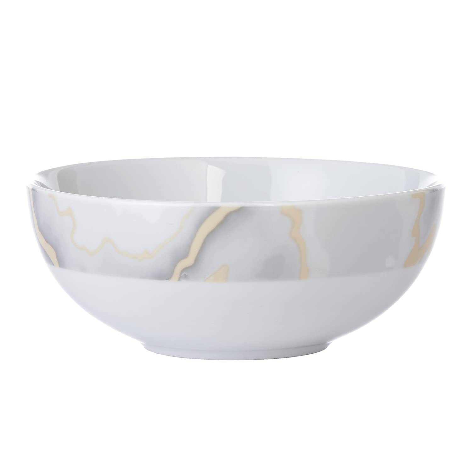 Safdie & Co. 16-Piece Electric Marble Dinnerware Set - Porcelain Plates, Bowls & Mugs for 4 - Modern Fiesta Dinnerware for Home & Entertaining - 16