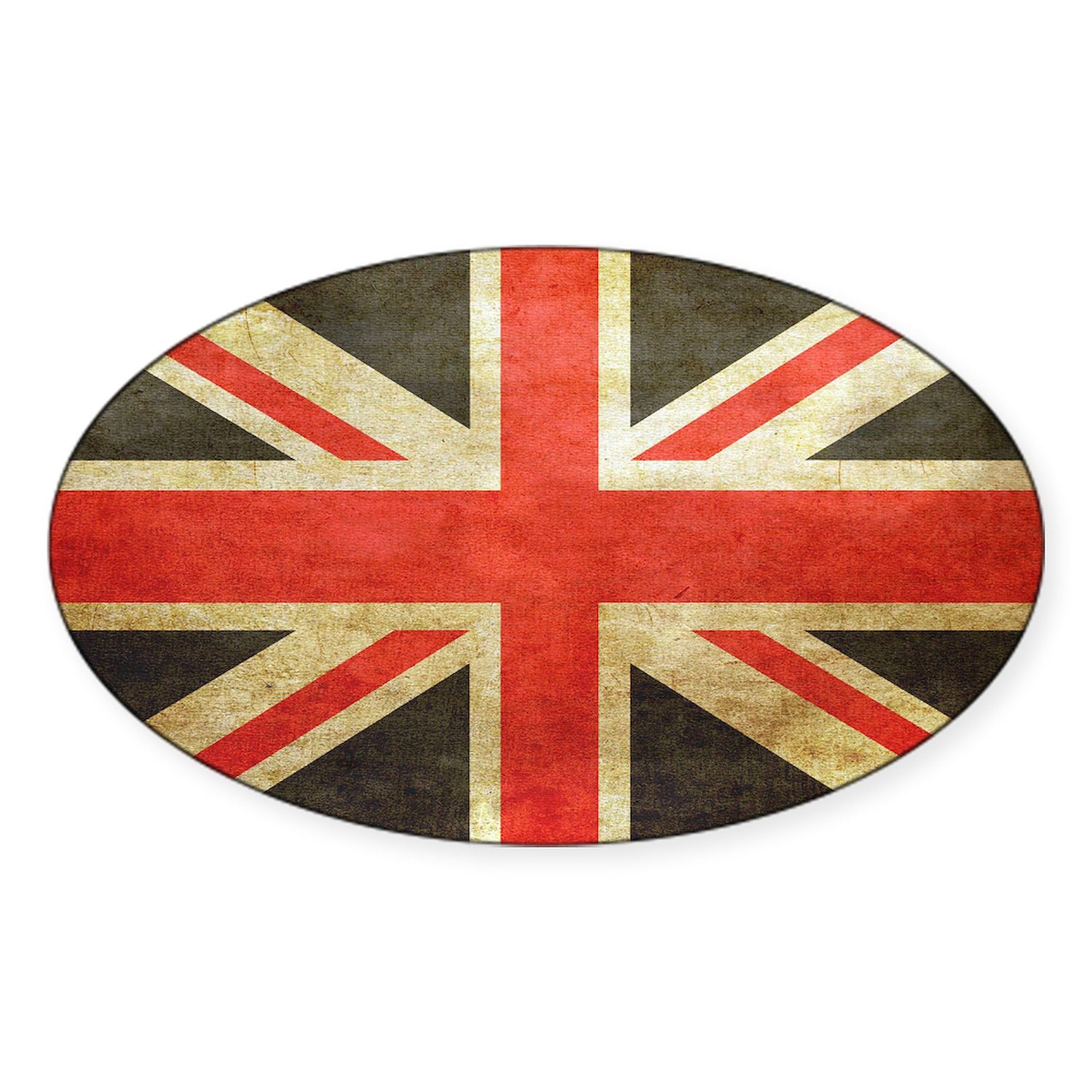 Vintage Union Jack Oval Car Bumper Sticker - British Flag Decal for Cars, Laptops & Windows | Patriotic UK-Themed Decoration for Vehicles, Tech & Home Decor