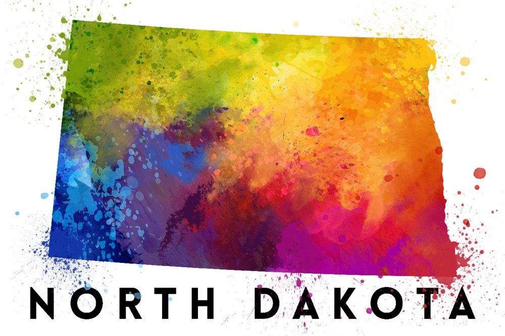 North Dakota State Abstract Watercolor Art Print - 9x12 Wall Decor for Home, Office & Gifts | Modern Landscape Painting for Living Room, Bedroom & Office Spaces