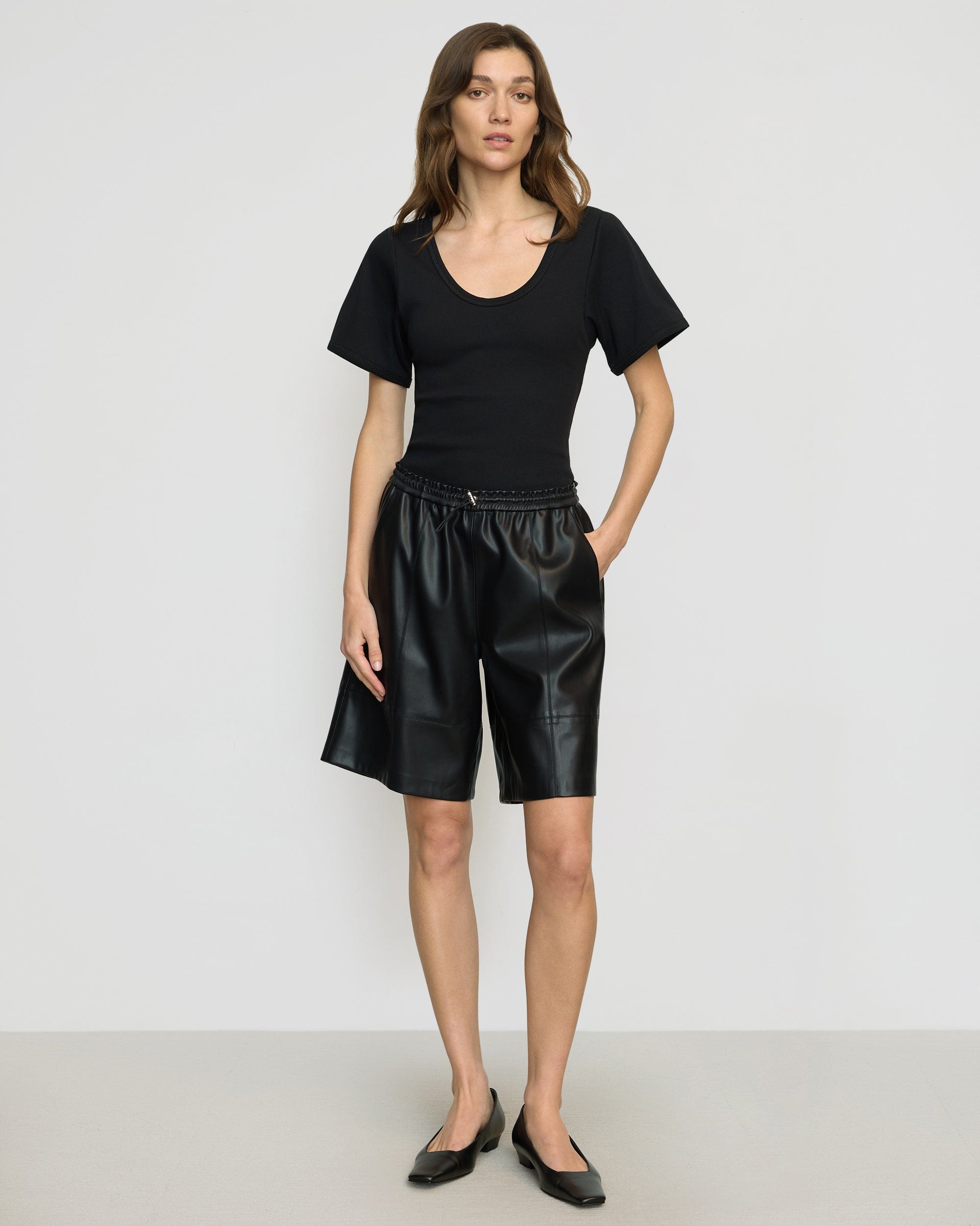 Vegan Leather Bermuda Shorts for Women - Eco-Friendly Faux Leather High Waist Shorts - Perfect for Casual Wear, Summer Outfits, and Travel