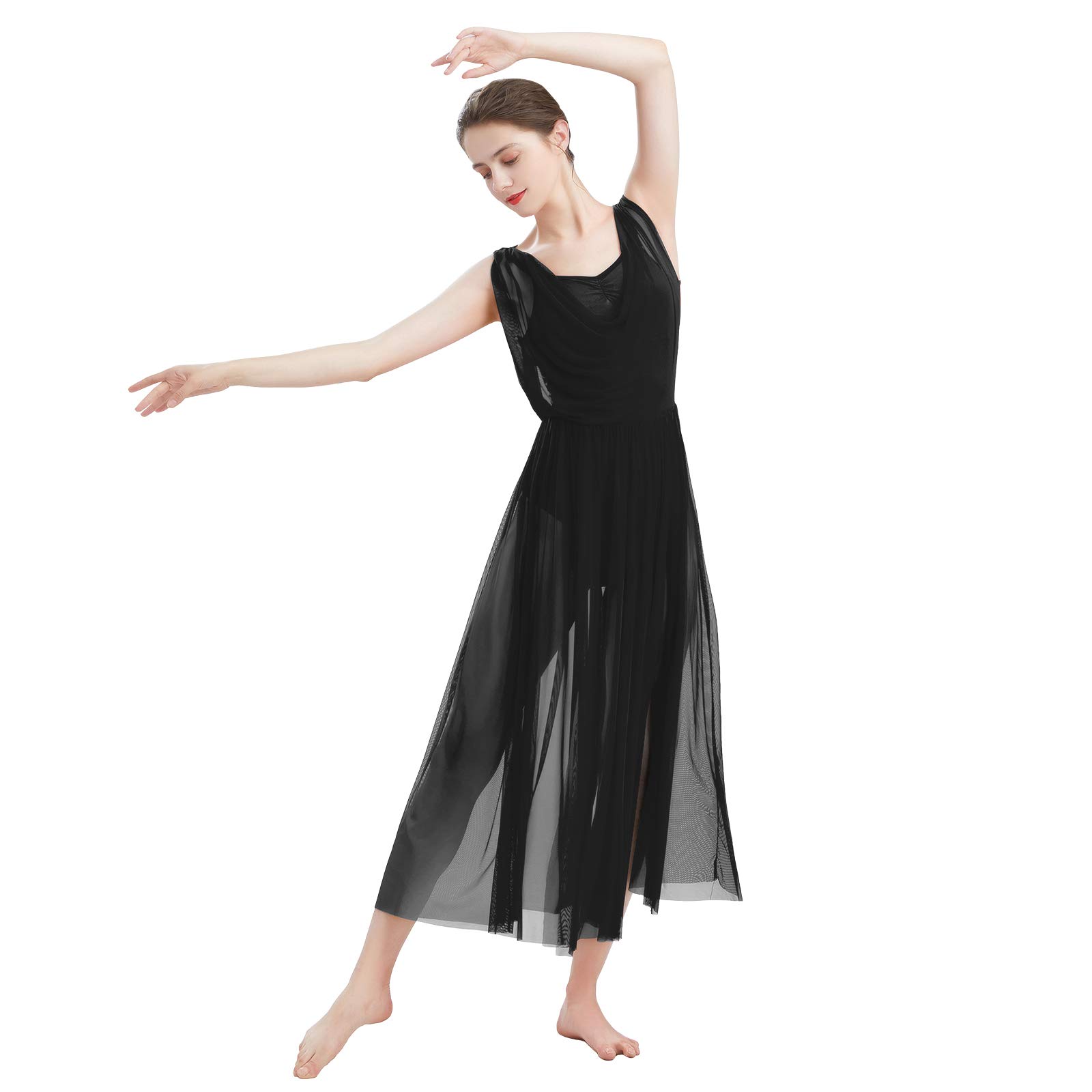 ODASDO Women's Modern Contemporary Dance Costume - V-Neck Backless Leotard with Flowy Tulle Skirt for Ballet, Lyrical & Performance (Perfect for Recitals, Competitions & Stage Shows)