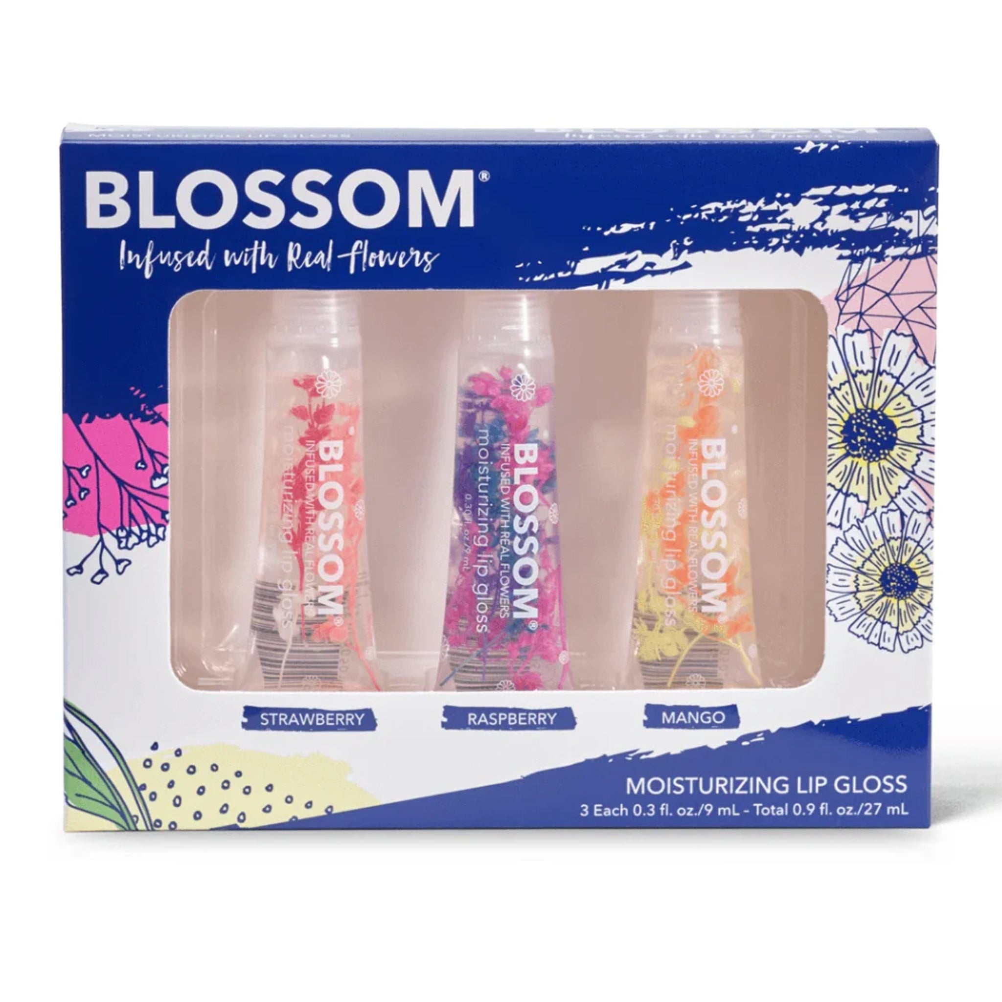 Blossom Moisturizing Scented Lip Gloss - Hydrating & Nourishing with Natural Fruit Extracts (3-Pack) | Perfect for Daily Wear, Date Nights & Makeup Looks