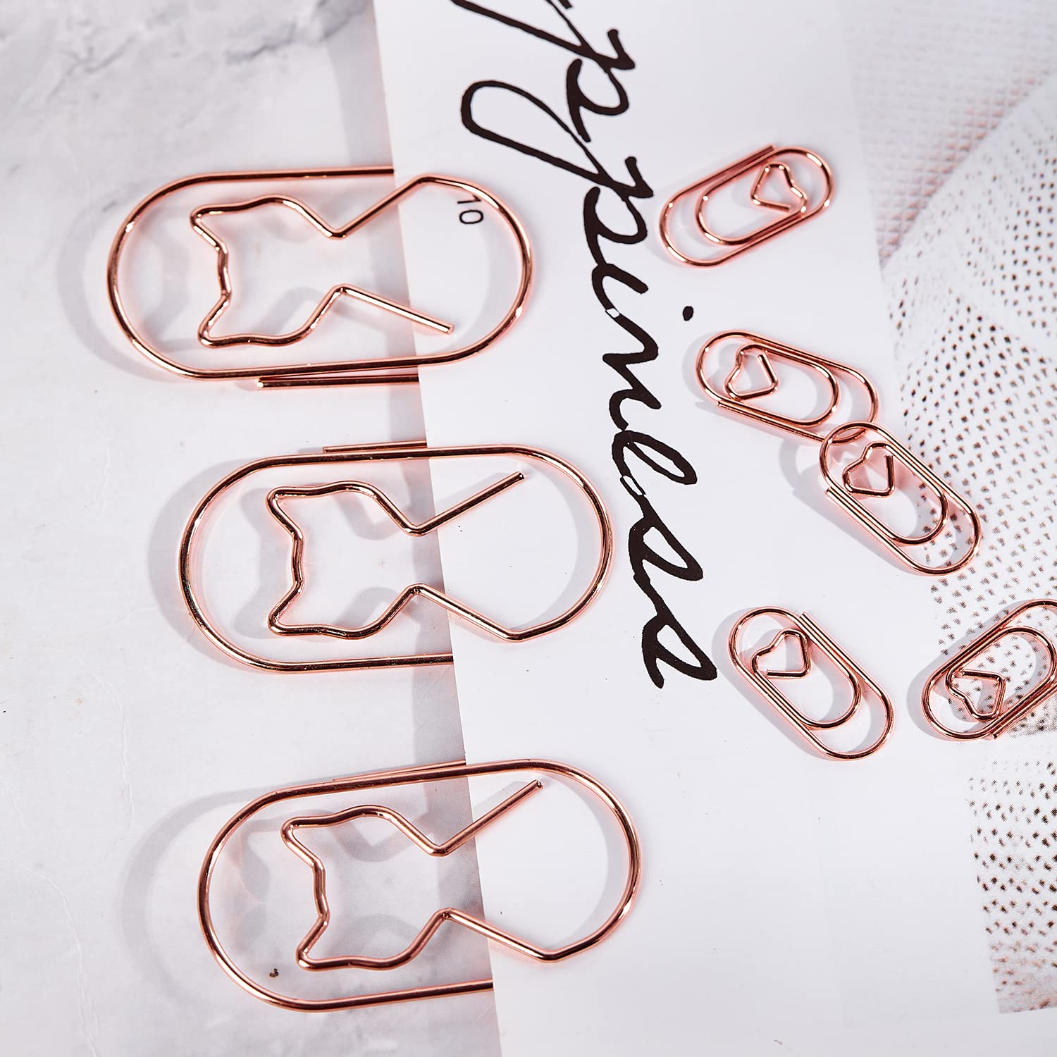 Rose Gold Cat Paper Clips - 20pcs Jumbo 2 Inch Large Paper Clips for Office, Planner & Notebook Organization - Cute Cat Shaped Stationery Supplies for School, Work & Home Use