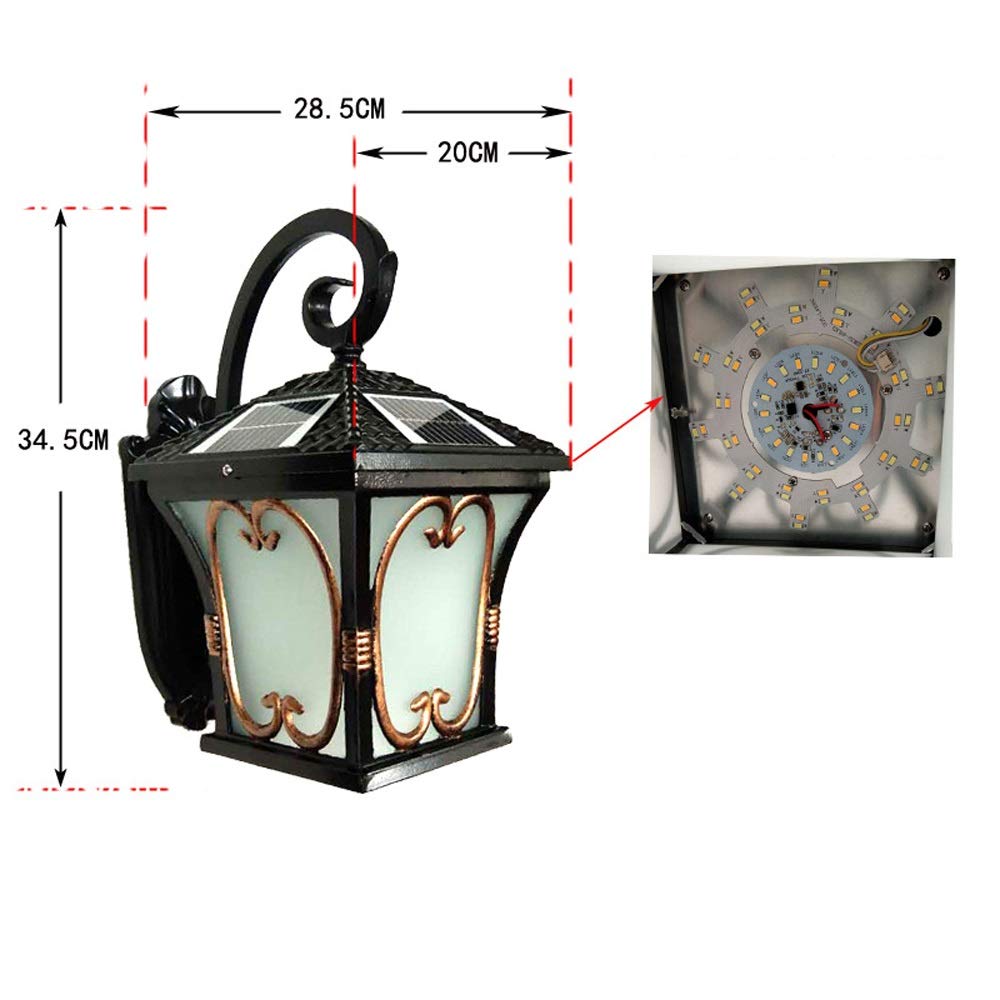 Solar Powered Outdoor Wall Light - IP55 Waterproof LED Wall Lamp for Garden, Balcony, Patio & Villa - Durable Aluminum & Glass Wall Sconce Lighting Fixture - Perfect for Pathway, Porch & Nighttime Reading
