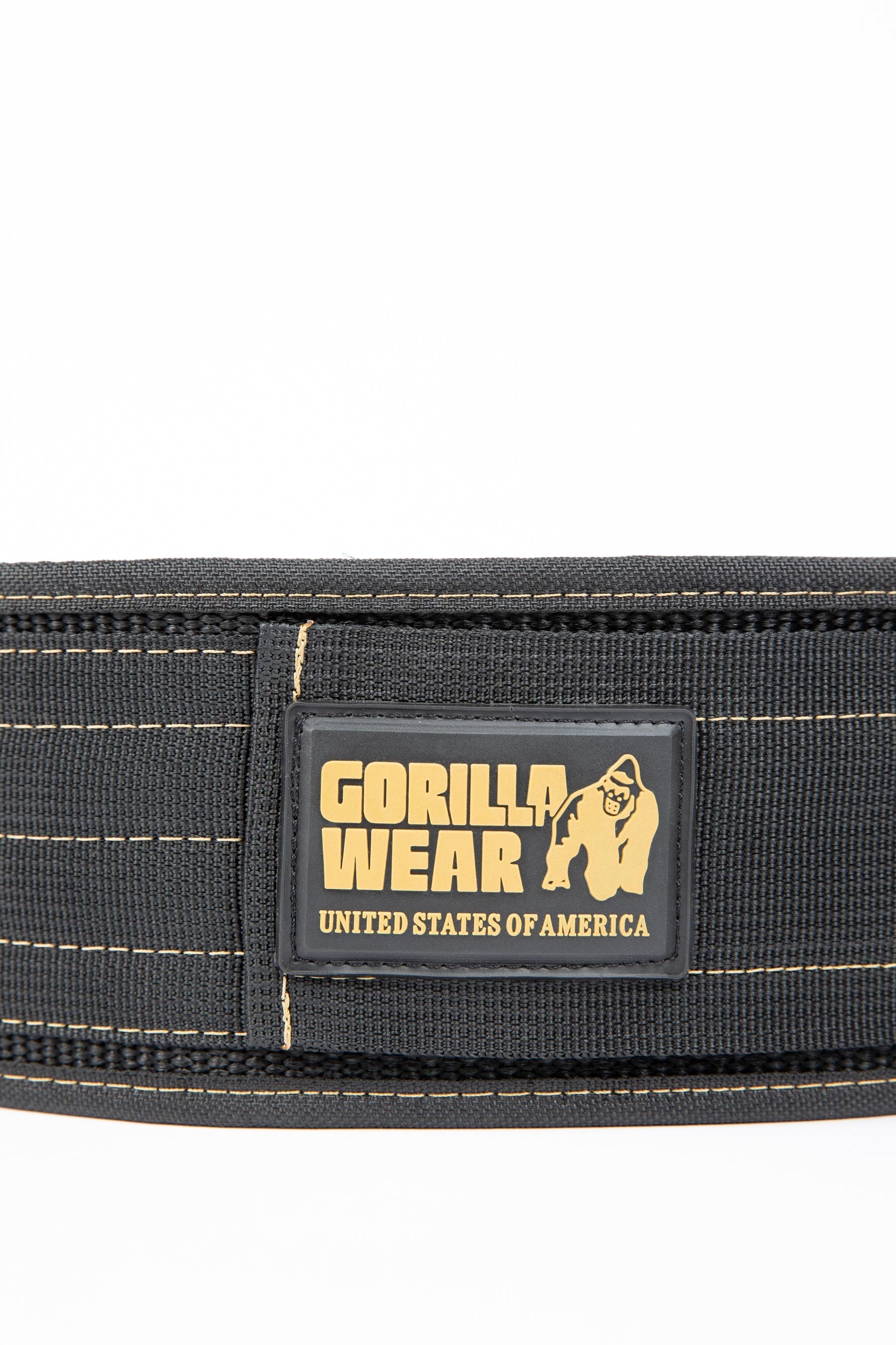 Gorilla Wear 4 Inch Nylon Weightlifting Belt for Powerlifting & CrossFit - Black/Gold - Premium Support for Heavy Lifting & Gym Workouts