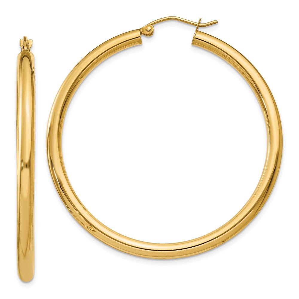 10K Yellow Gold Polished 3mm Tube Hoop Earrings for Women - Classic Dainty Everyday Jewelry Gift for Her - Perfect for Work, Date Night & Special Occasions