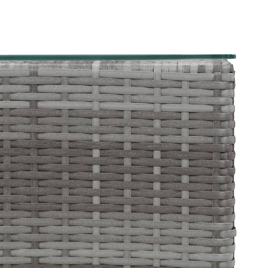 CHARMMA Weather-Resistant Poly Rattan Side Table with Glass Top - 13.8