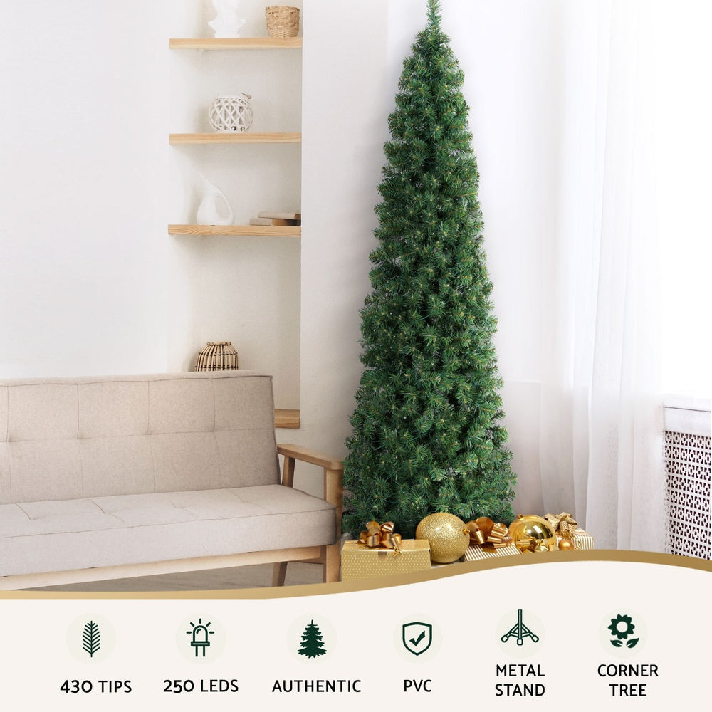 2.1M Christmas Tree for Corner - 430 Branch Tips Artificial Xmas Tree with Stand | Perfect for Home, Office & Party Holiday Decorations