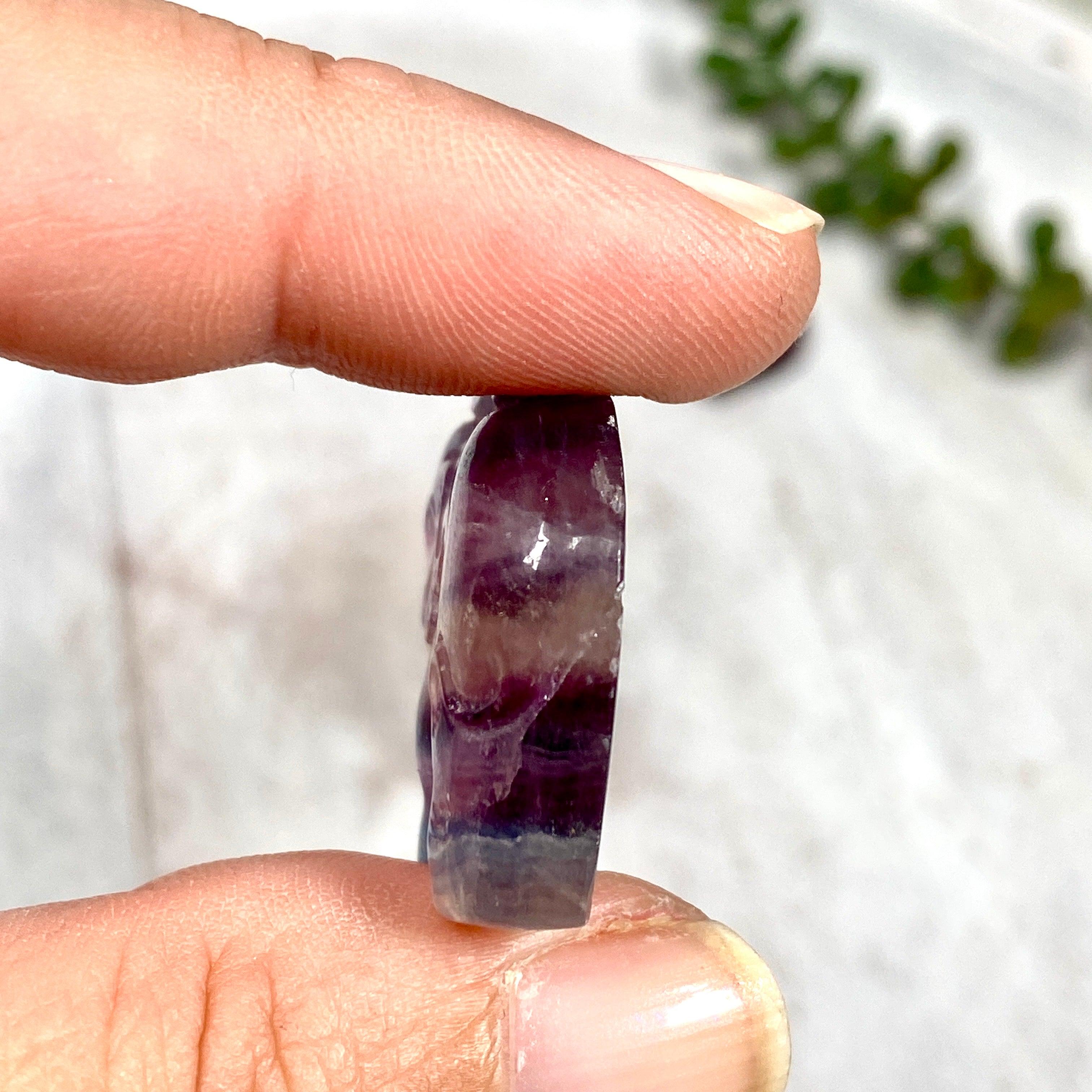 Fluorite Elephant FLE 01 - Hand Carved Natural Stone Elephant Statue for Home Decor, Meditation & Feng Shui | Perfect for Office Desk, Living Room & Gift Giving