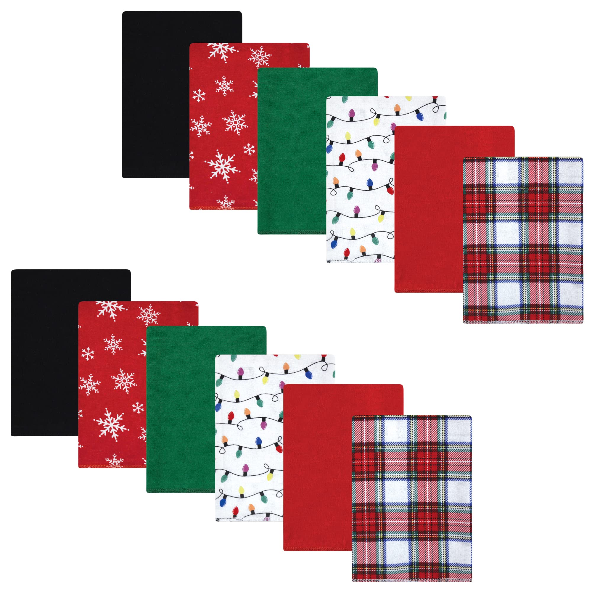 Hudson Baby Unisex Cotton Flannel Burp Cloths Bundle - Soft White Tartan Design for Newborns & Infants - Perfect for Feeding, Spit-Up Protection & Gentle Skin Care