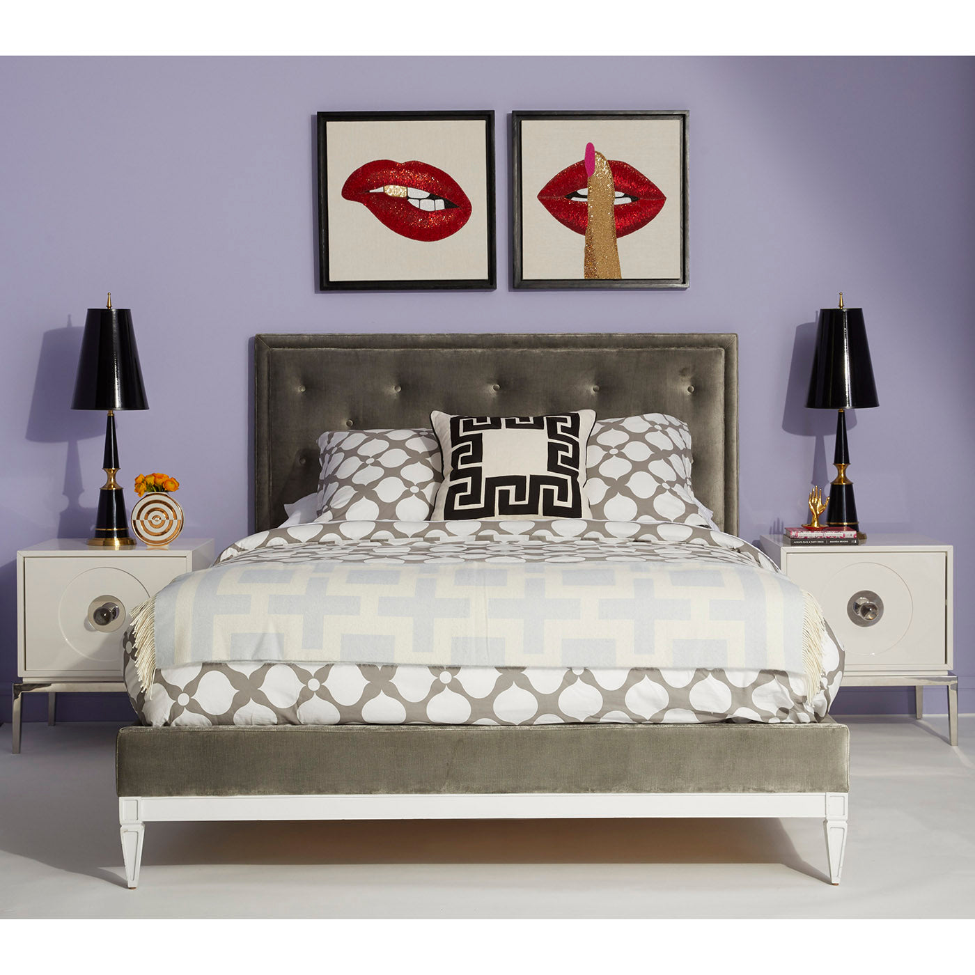 Lampert Queen Size Bed Frame - Modern Upholstered Platform Bed with Wooden Slats - Perfect for Bedroom, Guest Room & Master Suite