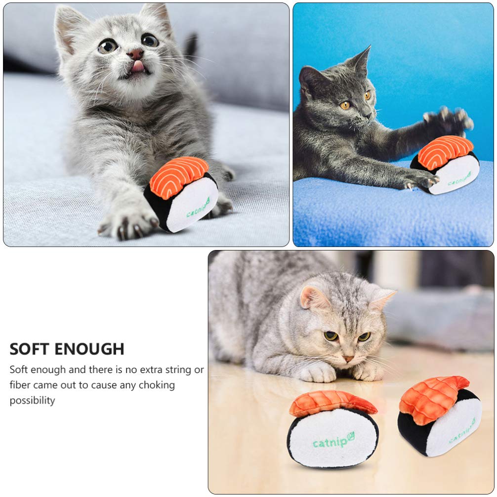 UKCOCO Interactive Kitten Plush Toys - 3PCS Sushi-Shaped Cat Chew Toys with Crinkle, Squeaky & Rattle Sounds - Soft Teething Toys for Indoor Cats - Perfect for Playtime, Training & Stress Relief