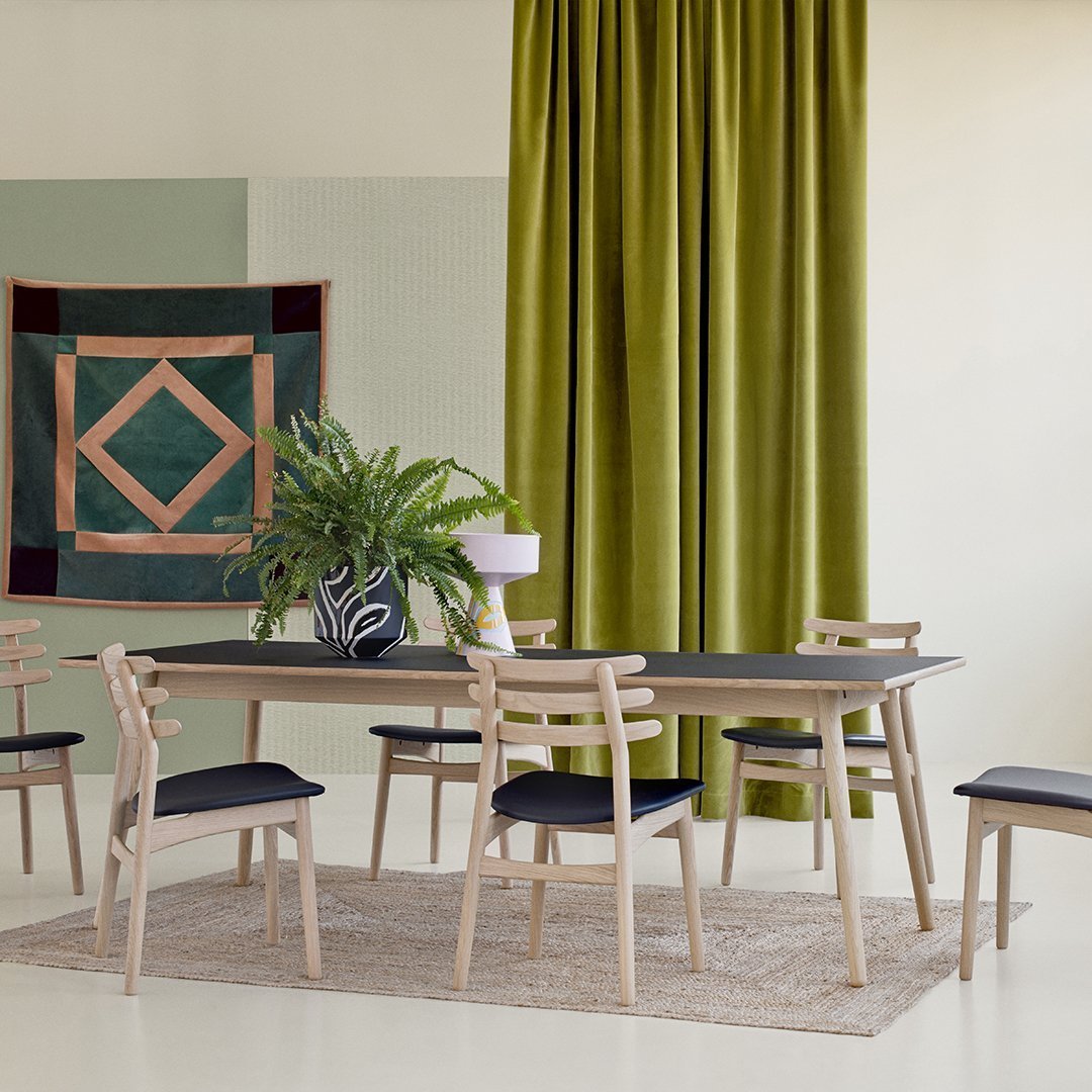 Modern C35C 5-Piece Dining Table Set with 4 Chairs - Solid Wood Kitchen Table for Small Spaces, Breakfast Nook, Apartment Dining Room Furniture