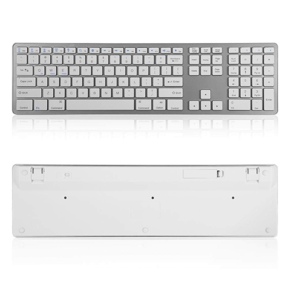 Ultra Slim Wireless Bluetooth Keyboard - Universal Multi-Device 104-Key BT Keyboard for PC, Laptop, Tablet & Smart TV | Compatible with 4 Devices Simultaneously | Perfect for Home Office, Gaming & Smart TV Streaming