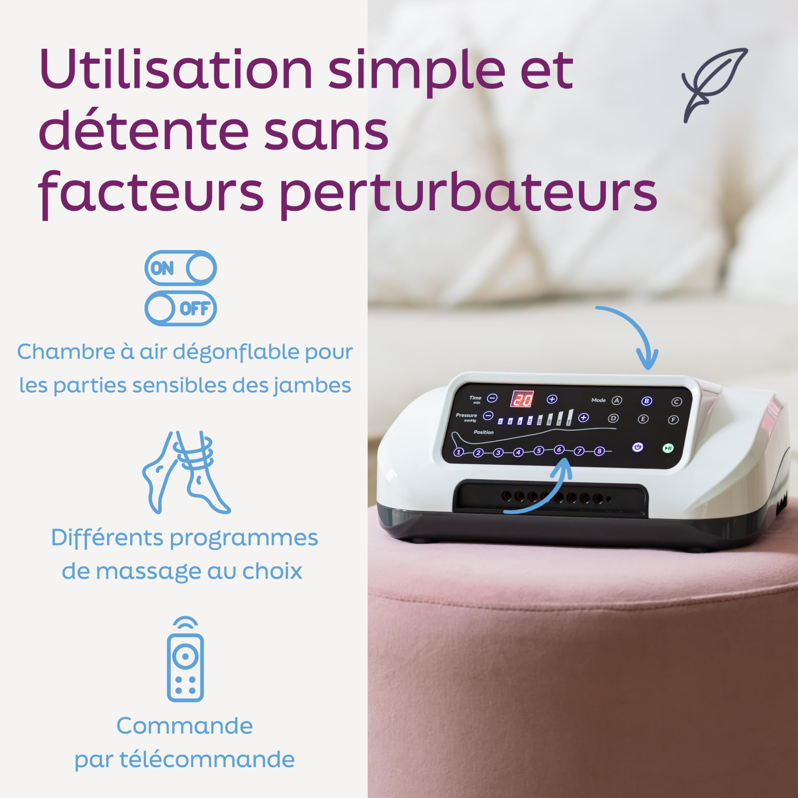 Venen Engel® 8 Premium Massage Device with Leg Sleeves - 8 Adjustable Air Chambers, Customizable Pressure & Duration, 6 Massage Programs - Ideal for Leg Pain Relief, Circulation Improvement & Relaxation at Home or Office