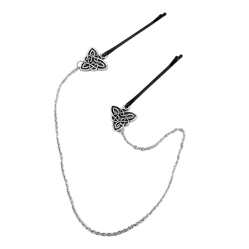 Viking Rune Hair Pins - Silver Knot Hair Clips for Women, Boho Hair Jewelry