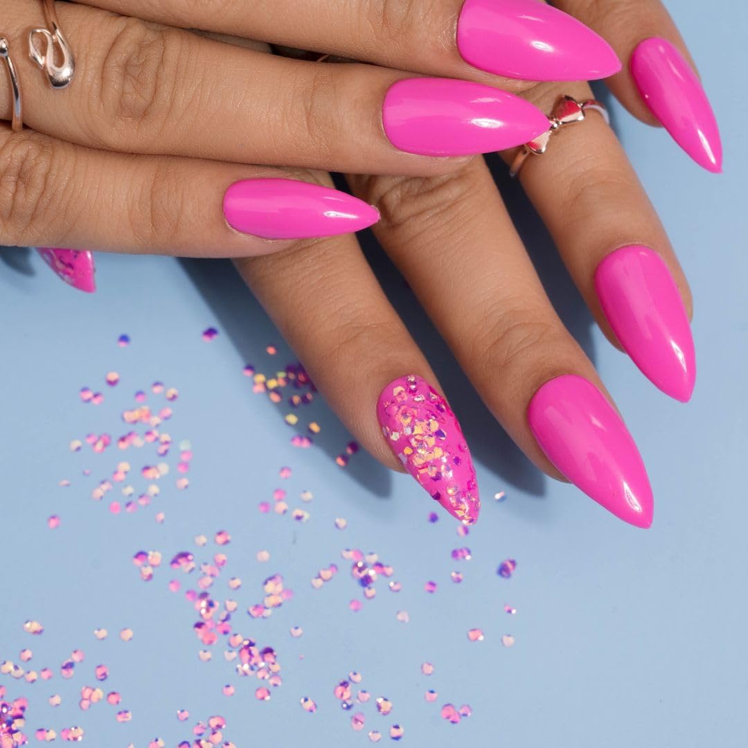 Premium Fake Press-On Nails - Pink Unicorn Set of 20 | Reusable Full Coverage Artificial Nails with UV Gel Polish | Easy to Apply Stick-On Nail Extensions for Both Hands | Perfect for Parties, Weddings, Daily Wear & Special Occasions