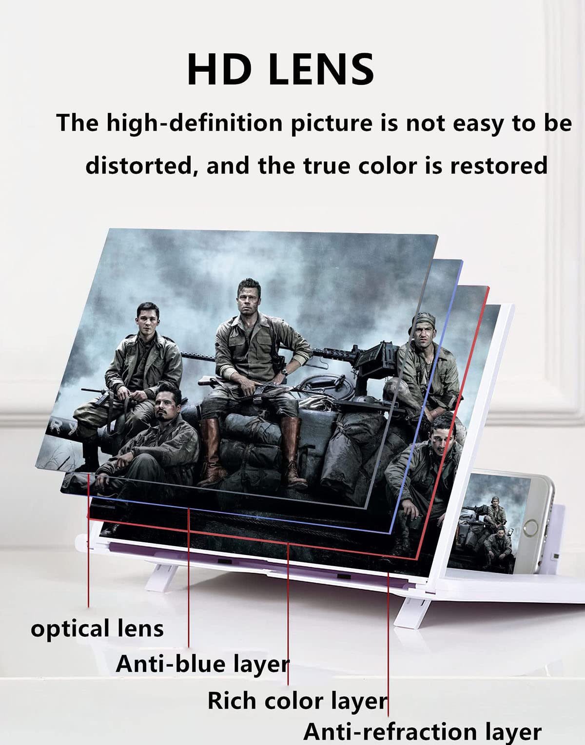 14 Inch Foldable Screen Magnifier for Smartphones - Portable Phone Stand & Video Enlarger for Movies, Gaming & Projector Use - White (Compatible with iPhone & Android) - Perfect for Home Entertainment, Travel & Office Presentations