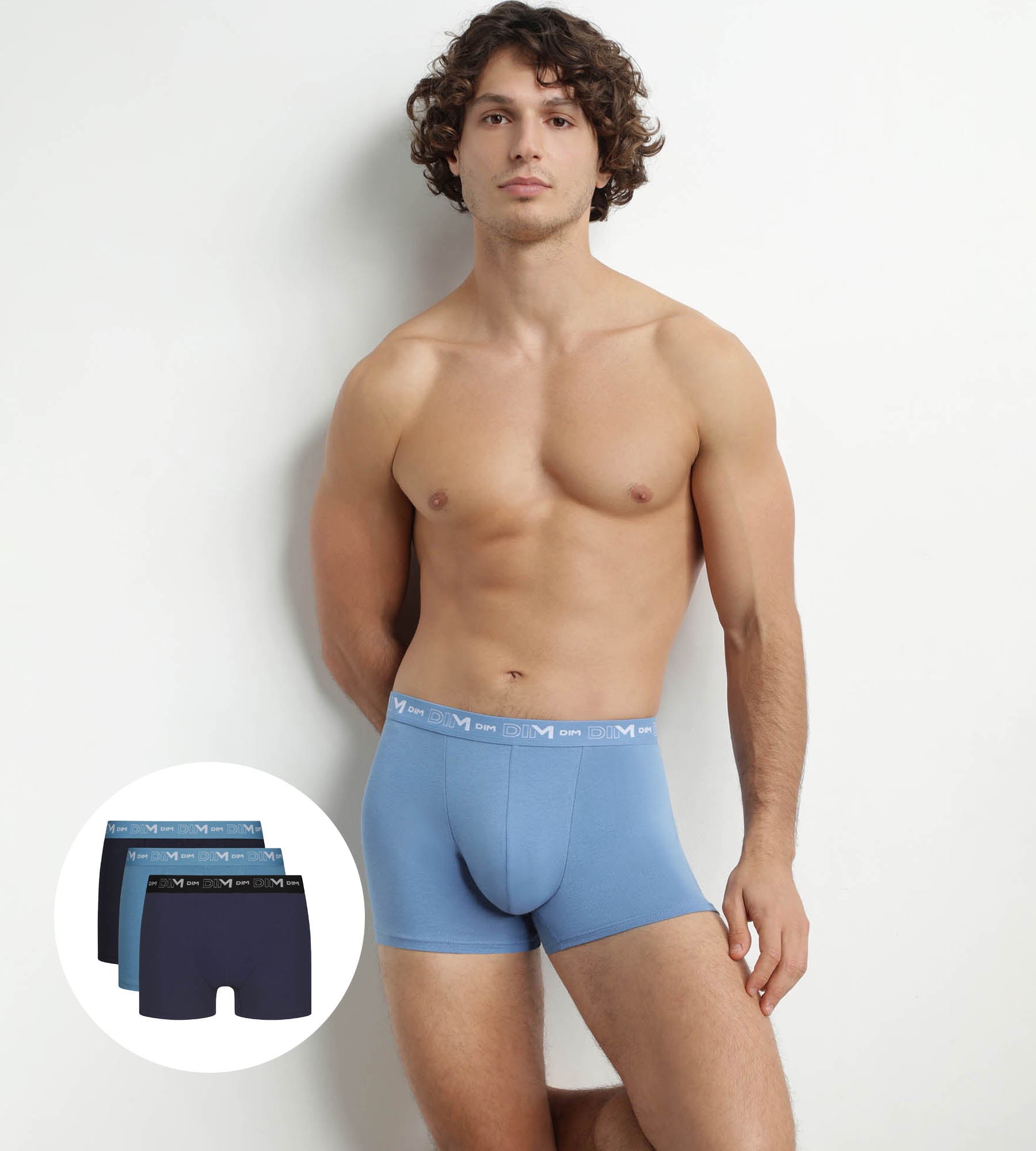 3 Pack Men's Boxer Briefs - Blue Riviera & Black Denim Cotton Stretch Underwear for Daily Wear, Gym & Travel