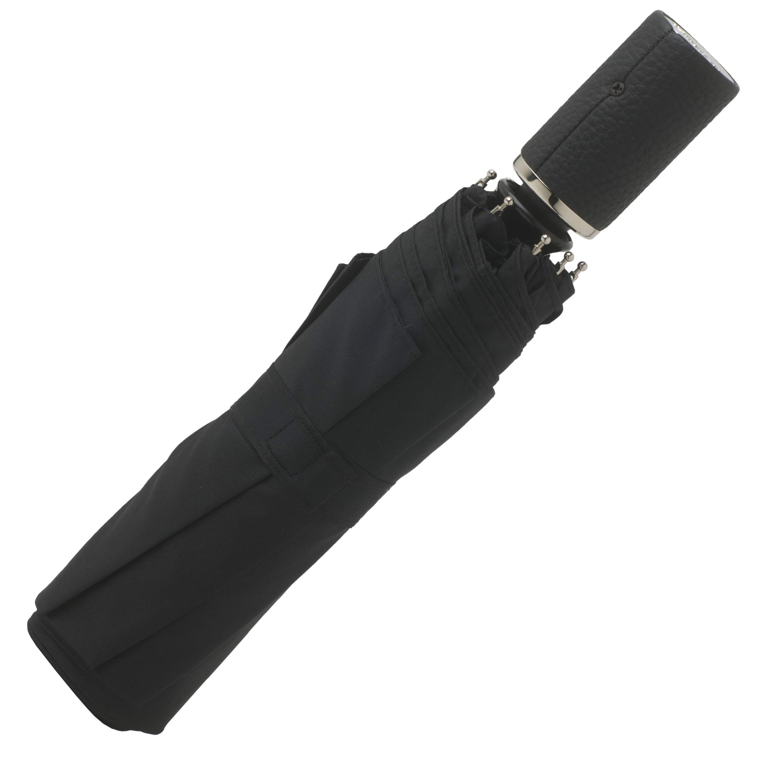 Cerruti 1881 Hamilton Black Compact Automatic Open Close Umbrella with Cover - Stylish Rain Protection for Business Commute & Outdoor Events