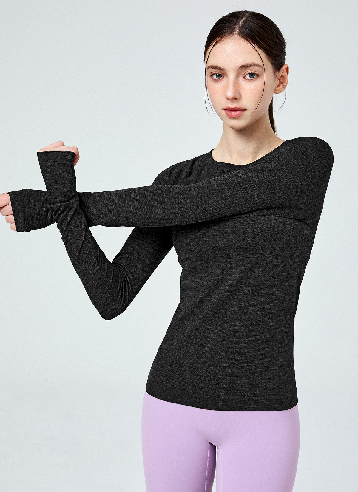 Breathable Mesh Seamless Long Sleeve Top with Finger Holes - Perfect for Yoga, Running & Workout