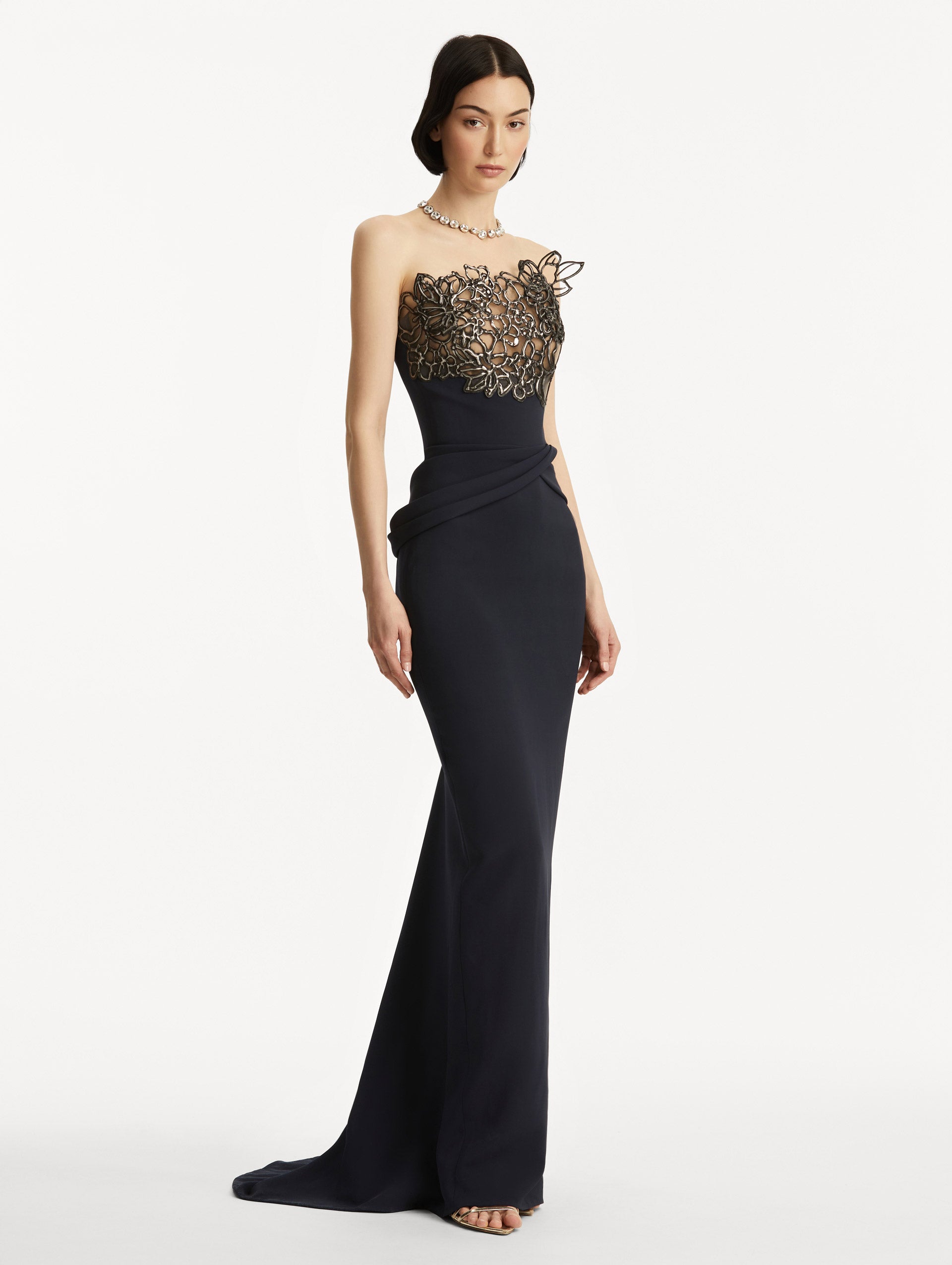 Elegant Rubber Lace Cady Gown - Women's Formal Evening Dress for Prom, Wedding & Special Occasions