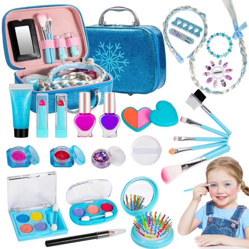 25 PCS Washable Makeup Kit for Girls - Birthday & Christmas Gift for Ages 4-10 - Perfect for Parties & Playtime