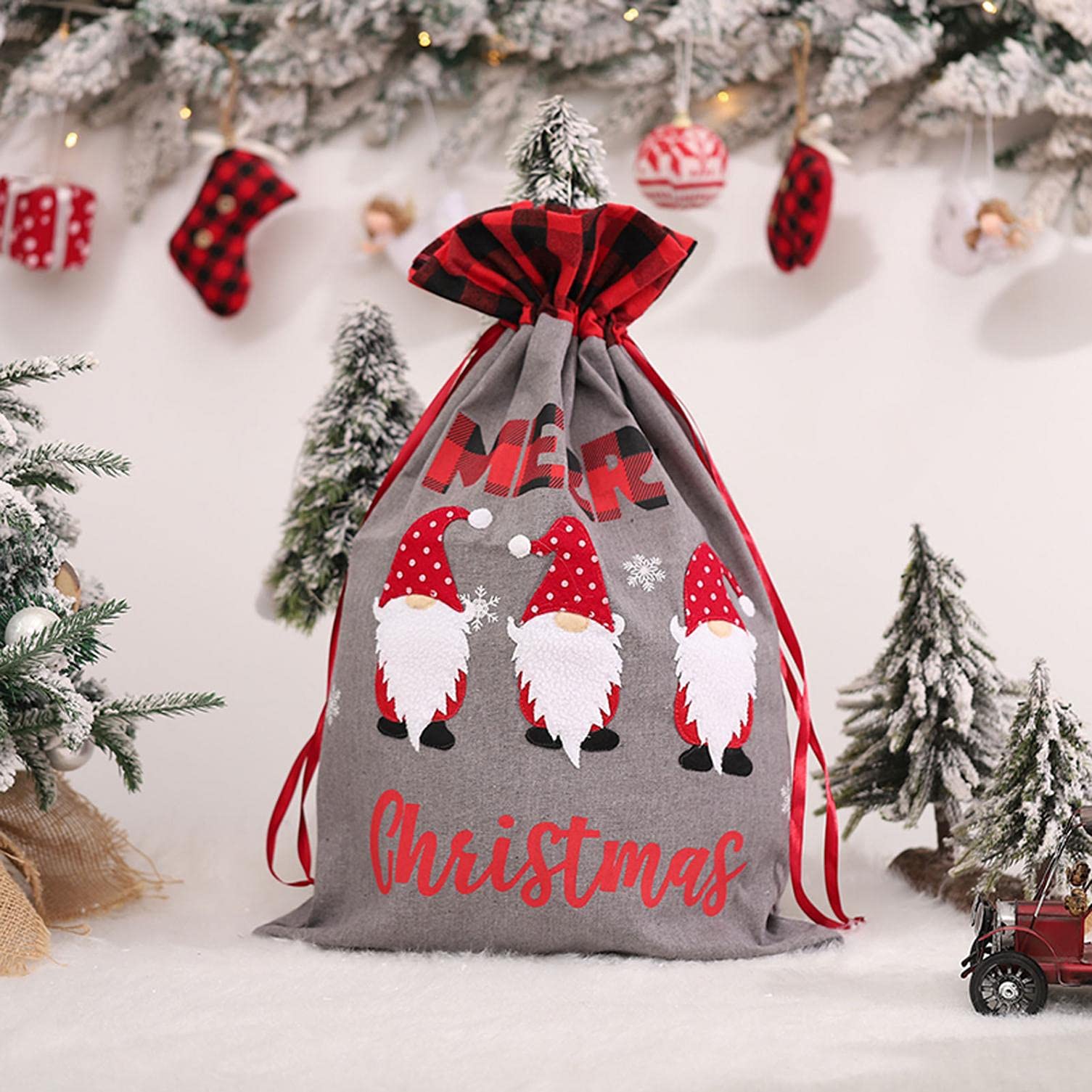 Christmas Candy Treat Bags with Drawstring - 24 Pack Cute Holiday Party Favor Bags Featuring Snowman, Santa, Deer & Penguin Designs for Xmas Gifts, Snacks & Candy Wrapping - Perfect for Christmas Parties, Classroom Treats & Holiday Gift Exchanges