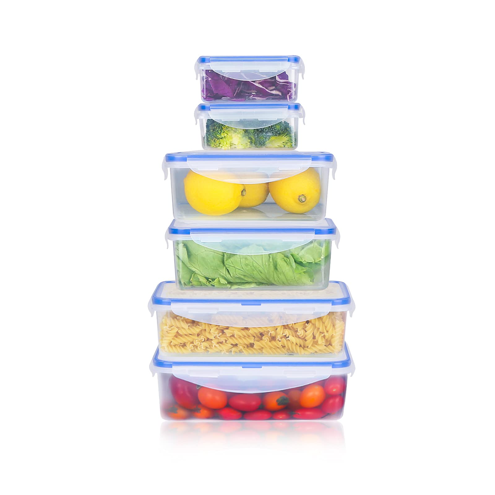 Tauno 6-Pack Airtight Food Storage Containers with Lids - BPA-Free Plastic Meal Prep Containers, Microwave & Leak-Proof (64 Cup/16 Quart) - Perfect for Leftovers, Meal Prepping & Kitchen Organization
