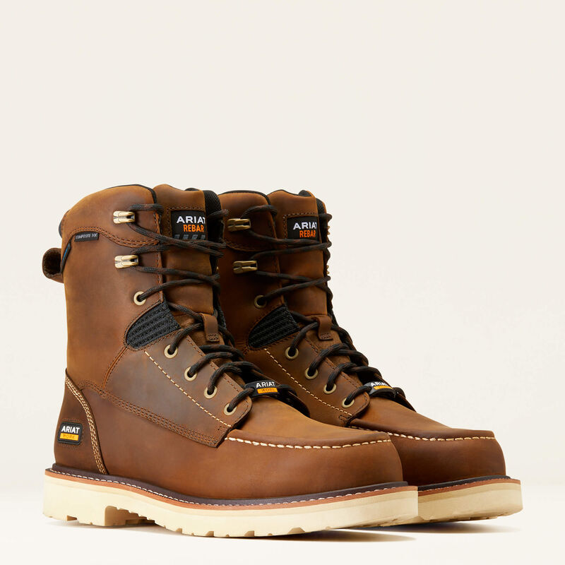 Waterproof Composite Toe Work Boots for Men - Rebar Lift 8 Safety Shoes with Slip Resistant & Electrical Hazard Protection - Ideal for Construction, Warehouse & Heavy Duty Work