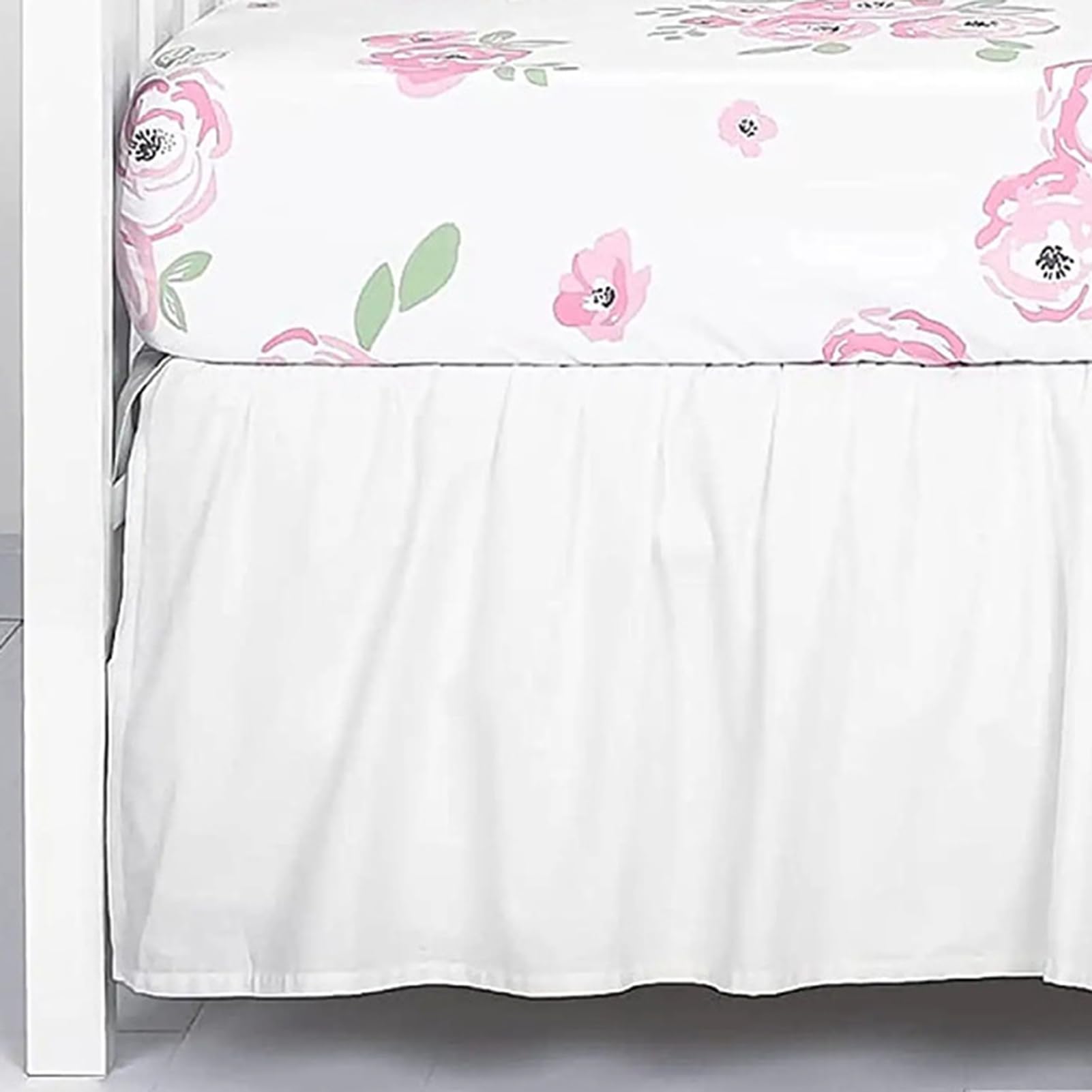 Clinmday Wrap Around Ruffled Crib Skirt - Soft Elastic Baby Bed Skirt for Easy Installation, White Nursery Bedding | Perfect for Toddler Cribs & Nursery Decor