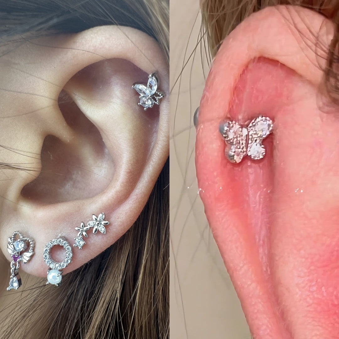 16G Silver Fish Bone Cartilage Barbell Piercing Jewelry - Stainless Steel Body Jewelry for Helix, Tragus, or Ear Cartilage Piercings | Perfect for Everyday Wear or Special Occasions | HSPJ324