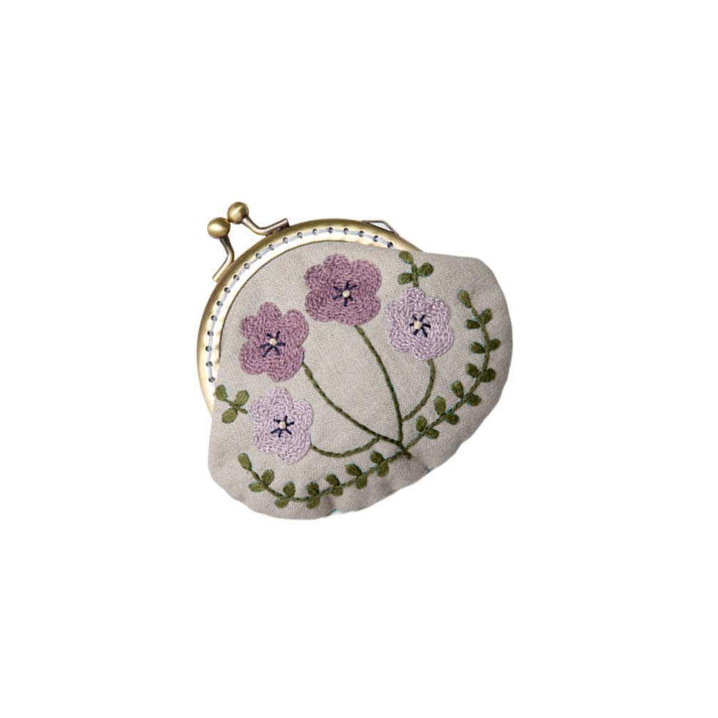 DIY Coin Purse Embroidery Kit - Purple Flower Design Pouch Making Set with Lock Stitch Tool for Handmade Wallets & Gift Bags | Perfect for Crafting, Sewing Projects & Unique Gift Ideas