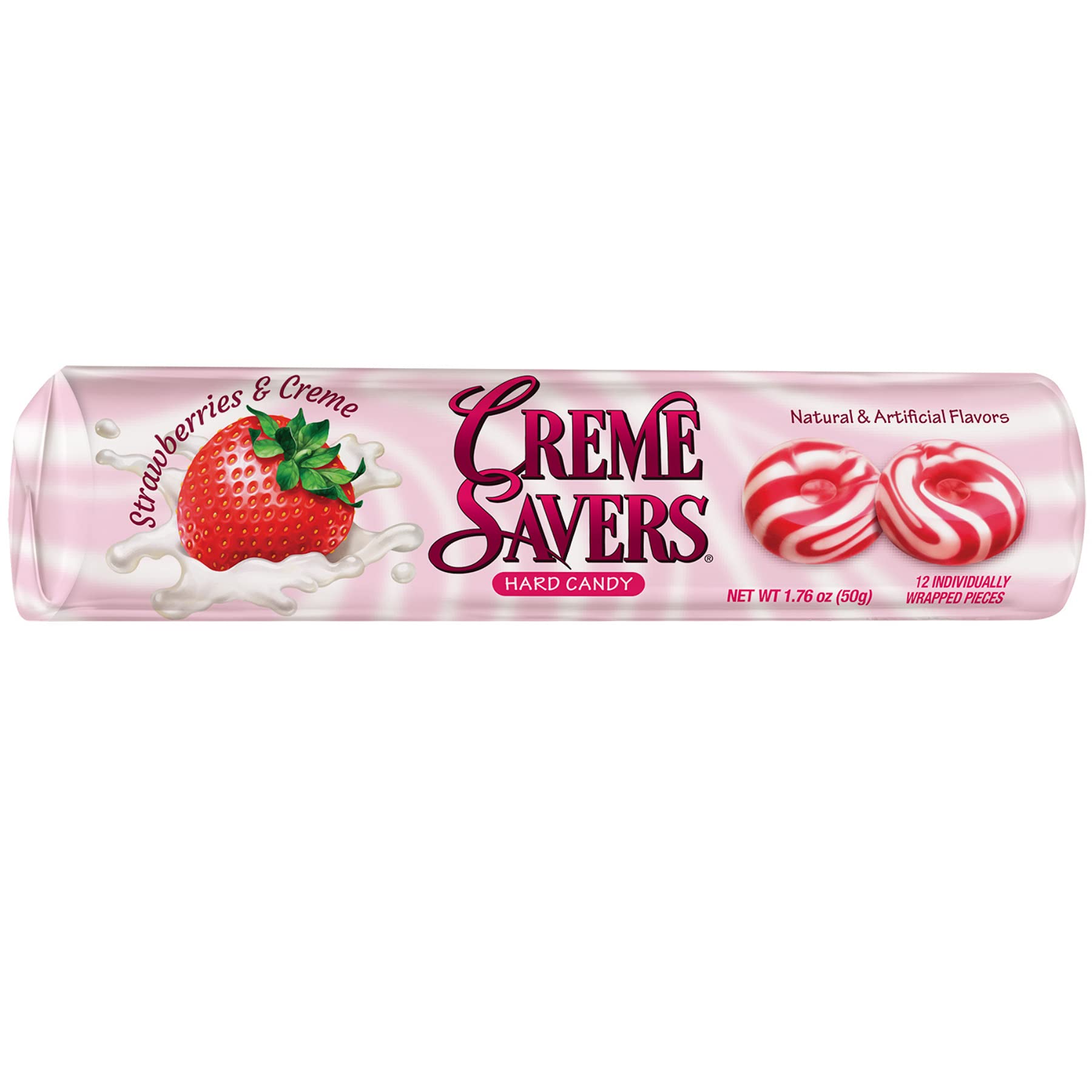 Original Classic Creme Savers Hard Candy - Strawberries & Creme + Orange & Creme 2-Pack | Nostalgic Flavor | Perfect for Office Snacks, Party Favors & Gift Baskets