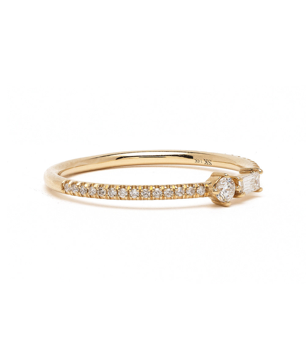 14K Gold Emerald Cut Diamond Stacking Ring for Women - Elegant Wedding Band, Anniversary Gift, or Everyday Luxury Jewelry
