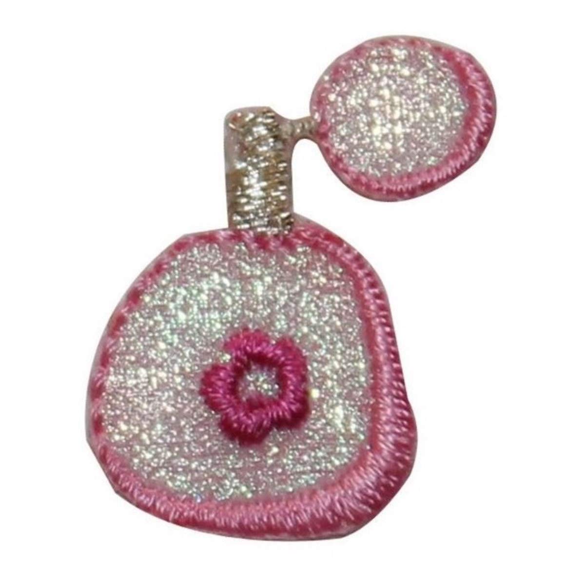 Pink Shiny Perfume Bottle Iron On Applique Patch - Lot of 3 Tiny Embroidered Patches for DIY Crafts, Clothing, Bags & Accessories Decoration