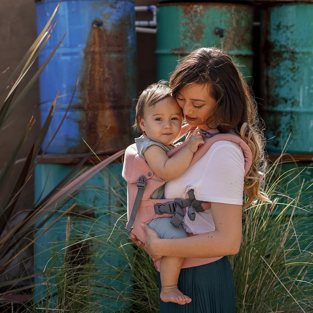 Beco Gemini Baby Carrier - Adjustable Ergonomic Infant to Toddler Carrier (3-16kg) for Hands-Free Parenting | Front & Back Carry Positions | Comfortable Pink Linen Fabric | Perfect for Hiking, Shopping & Daily Errands