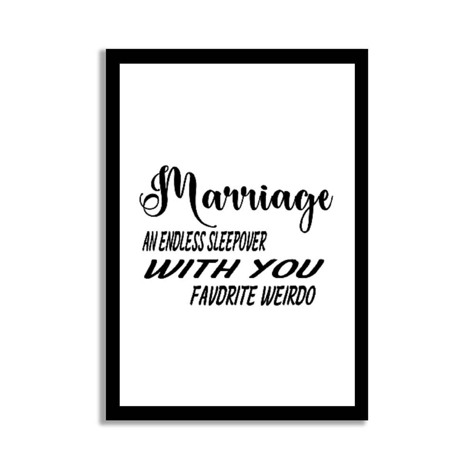 Rustic Wood Framed Sign - 'Marriage & Sleepover with You' Wooden Plaque Wall Art for Home Decor | Perfect for Living Room, Bedroom & Wedding Gift