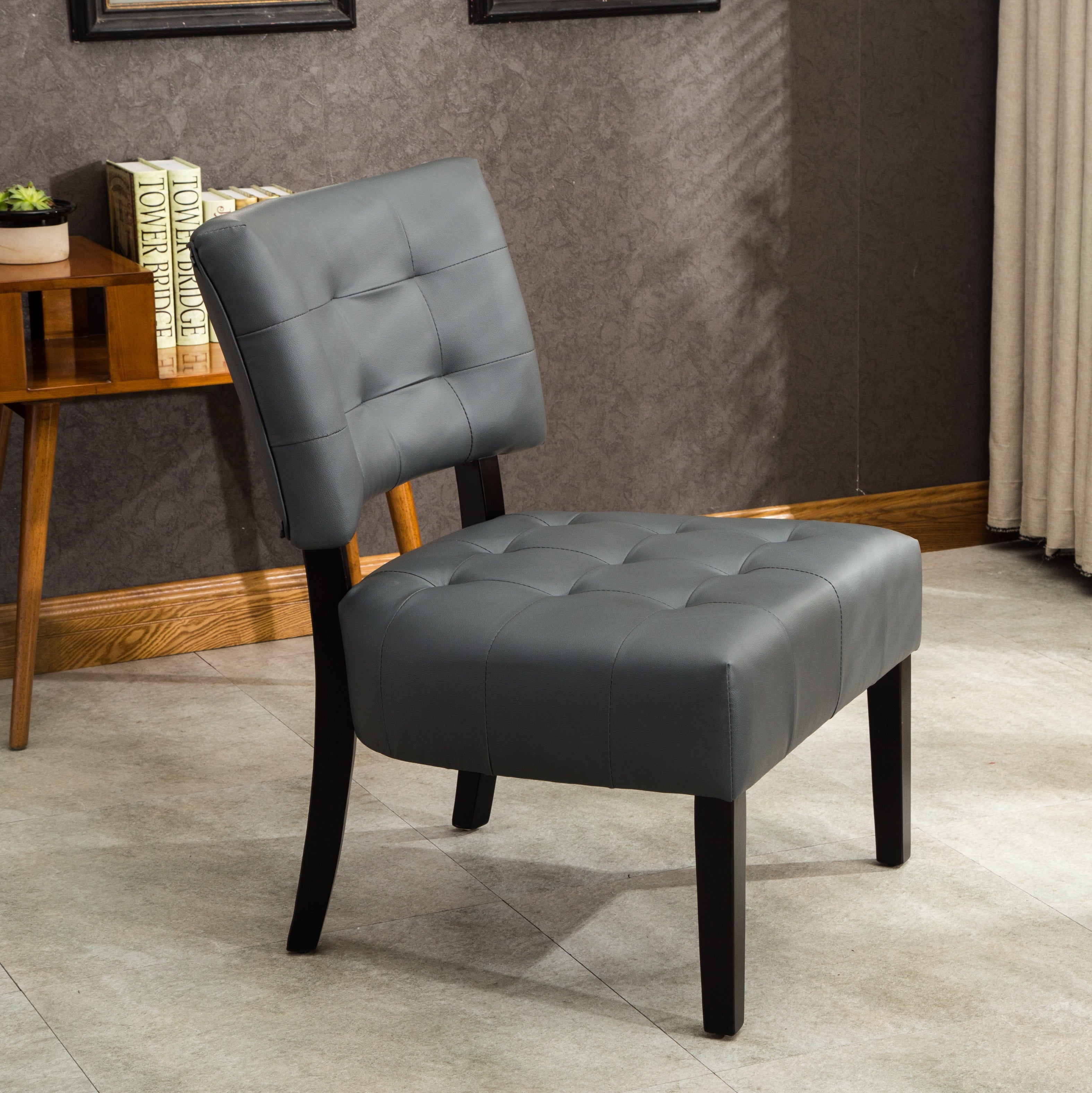 Roundhill Furniture Tufted Accent Chair with Oversized Seating - Modern Upholstered Living Room Chair for Home Office, Lounge & Reading Nook