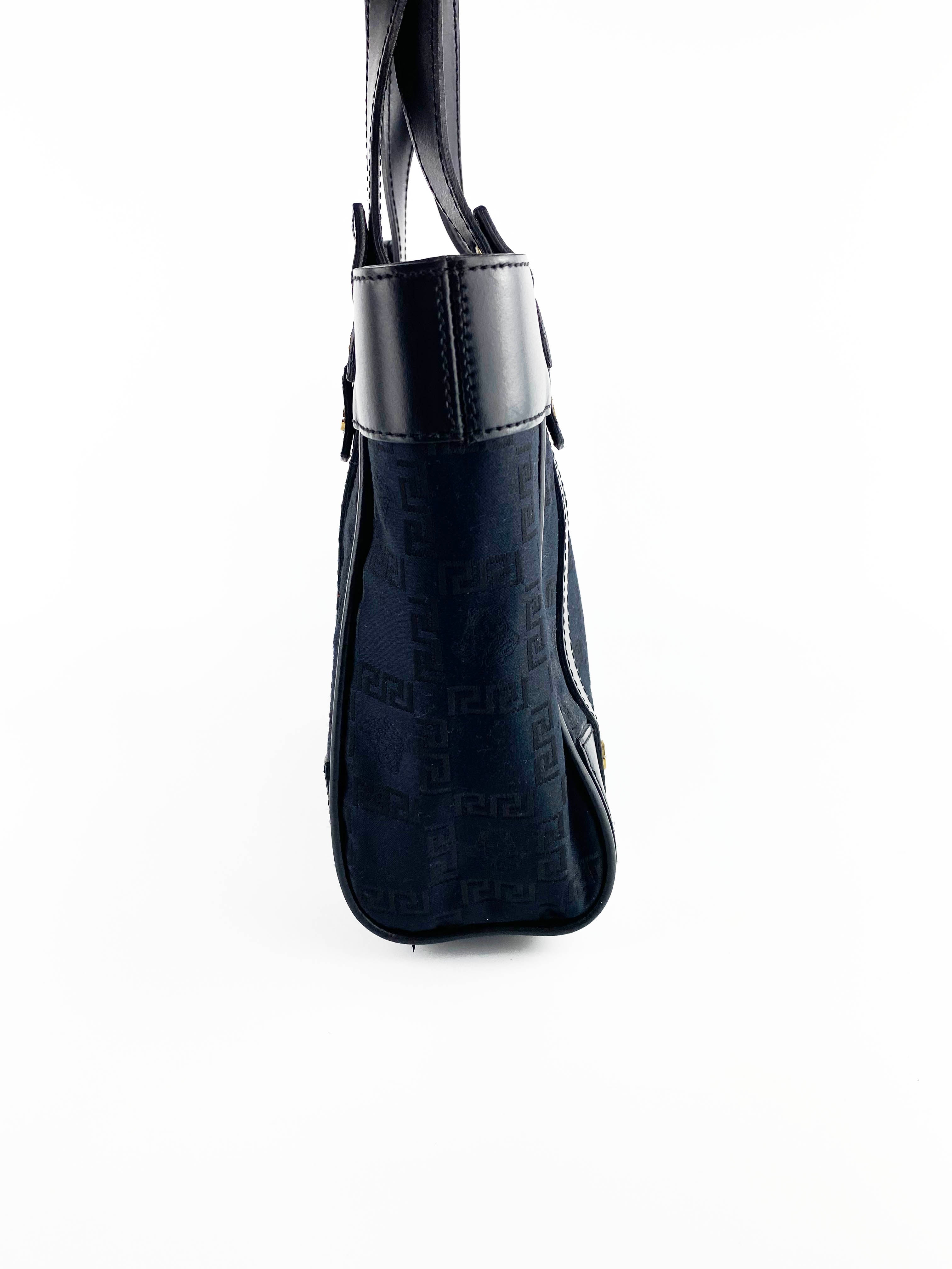 Versace Black Nylon Tote Bag for Women - Luxury Designer Handbag for Work, Travel & Everyday Use