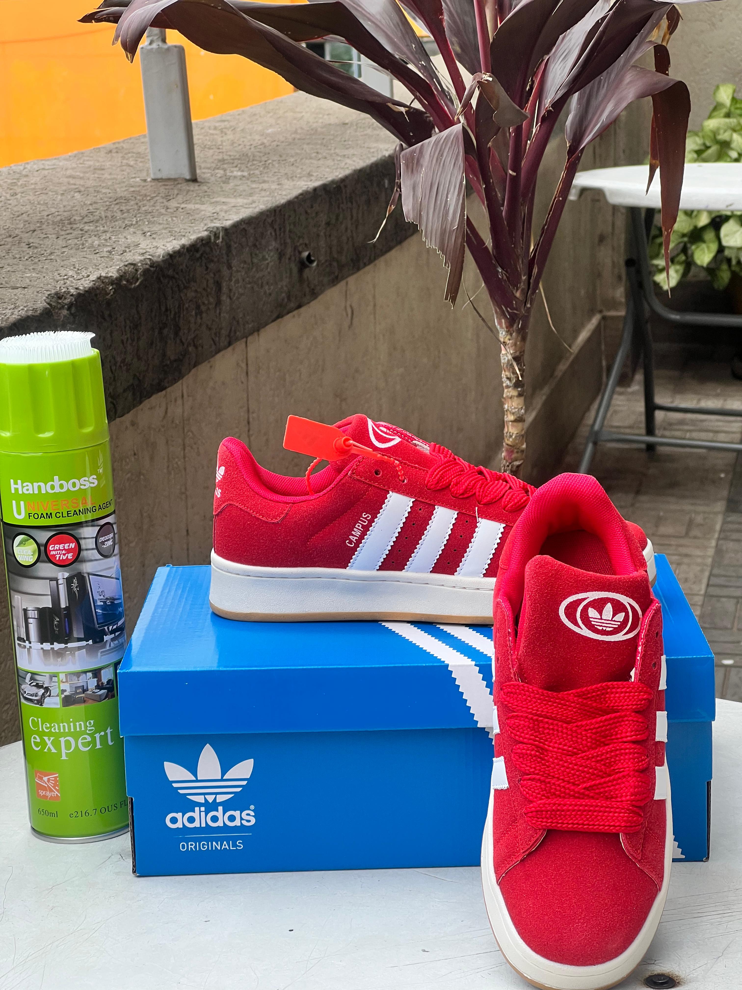 Adidas Campus Sneakers - Red & White Classic Casual Shoes for Men & Women | Perfect for Streetwear, Gym, and Everyday Fashion