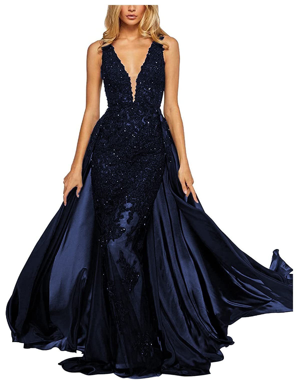 Elegant Yisha Bello Women's Formal Evening Gowns with Detachable Train - Long Ball Gown Dresses for Prom, Wedding & Black Tie Events
