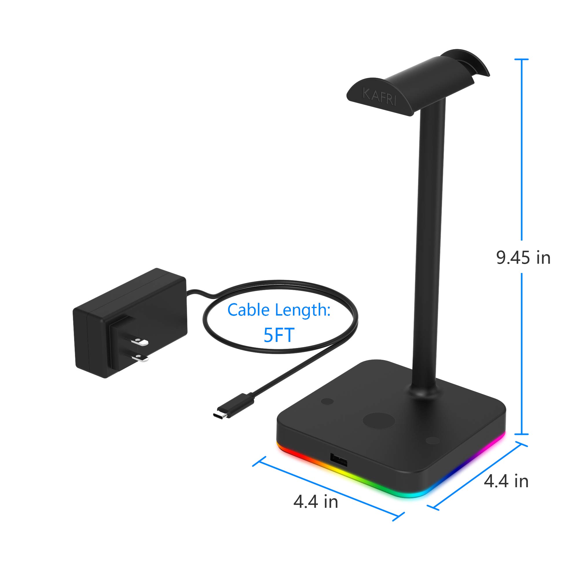 Premium RGB Gaming Headphone Stand with 10W/7.5W Fast Wireless Charger & USB Port - Universal Headset Holder for PC, PS5, Xbox - Perfect for Gaming Setup, Home Office & Streaming Station