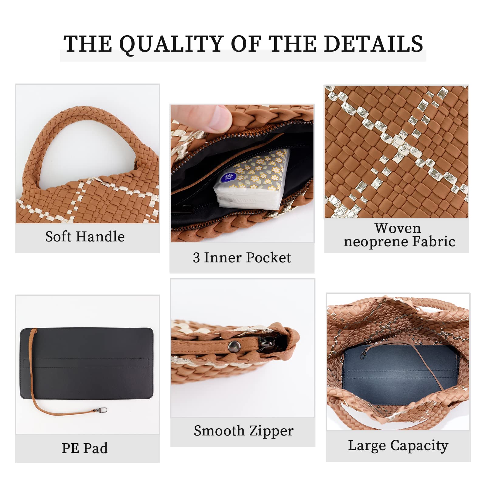 ORAD Women's Large Neoprene Tote Bag - Stylish Woven Handbag with Roomy Shoulder Strap for Beach, Gym, Travel & Work | Durable Waterproof Work Tote for Women Professionals & Commuters
