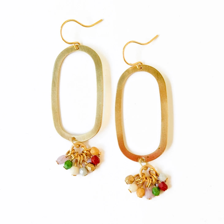 Stylish Long Light Oval Brass Earrings for Women - Elegant Dangle Hoop Earrings for Party, Wedding & Everyday Wear