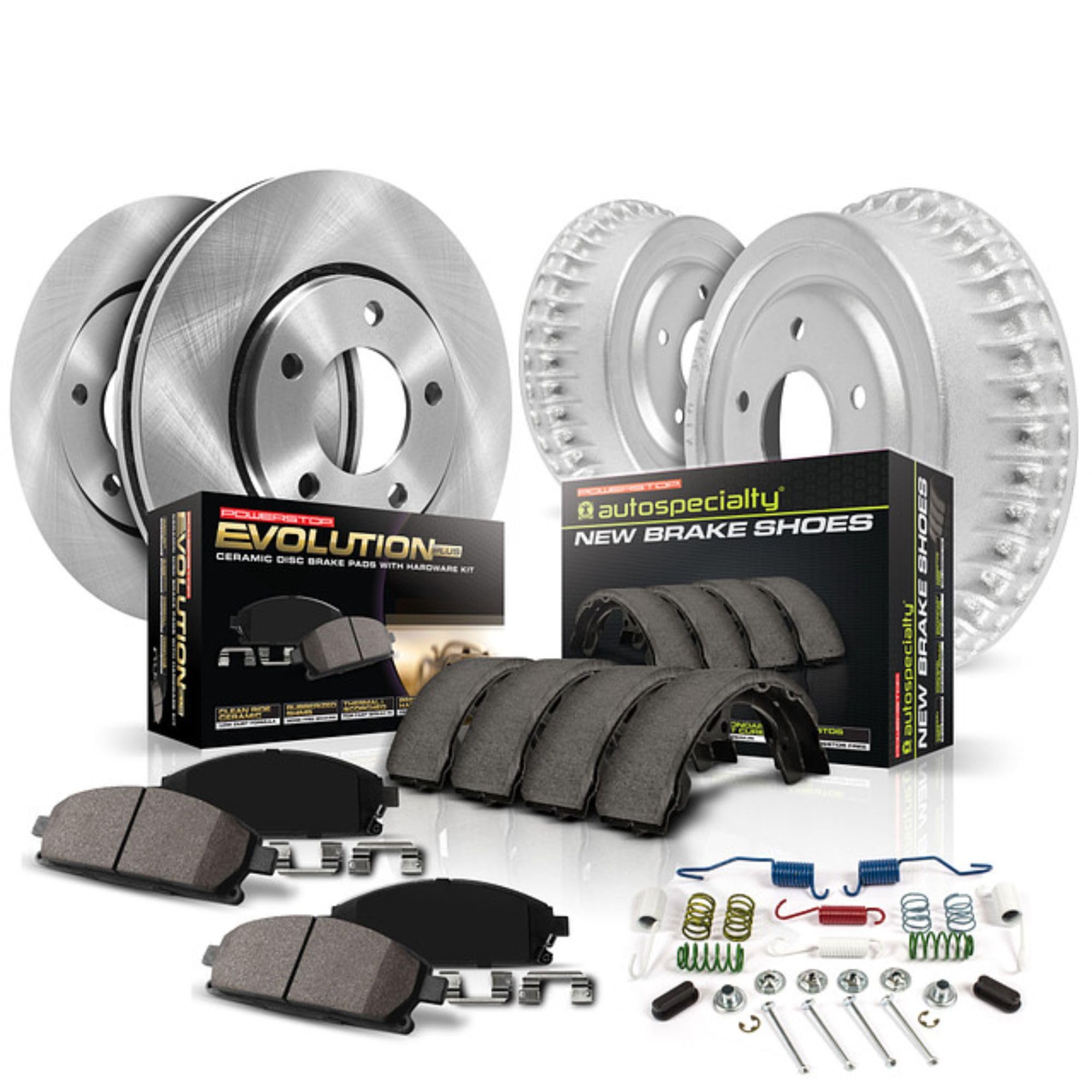 Power Stop KOE15204DK Front & Rear Brake Kit - OE Brake Drums & Ceramic Pads for 2001-2005 Toyota Echo | Improved Stopping Power & Quiet Performance | Perfect for Daily Commuting & City Driving