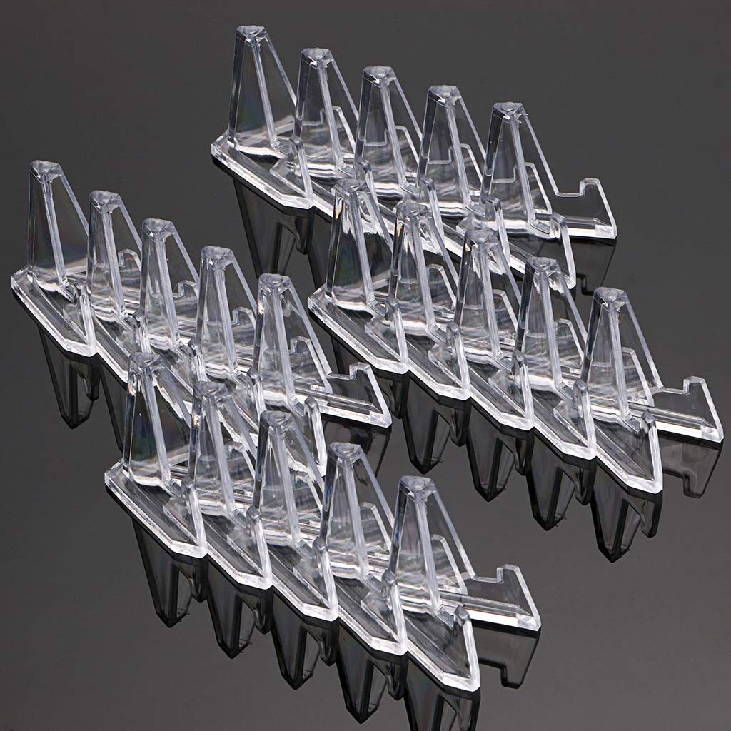 20 Pack Clear Acrylic Easel Stands for Displaying Coins, Medals, Watches & Casino Chips - Mini Coin Holder for Air-Tite Capsules, Challenge Medals, Pocket Watches - Perfect for Collectors, Retail Displays & Home Decor
